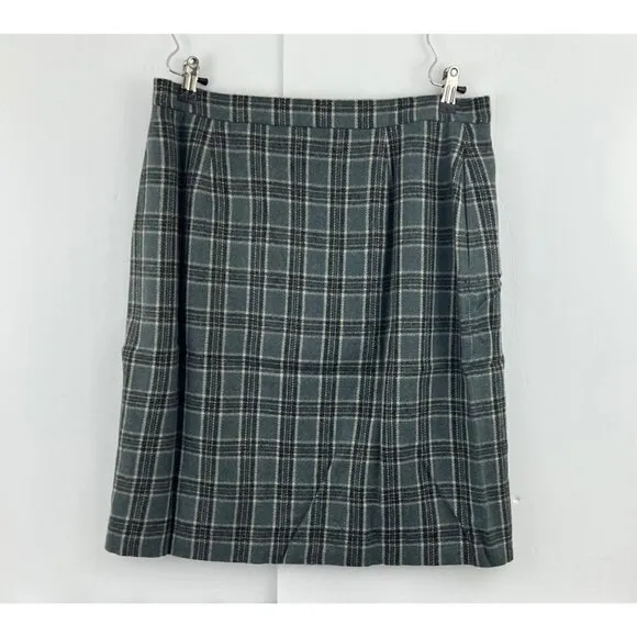 Lands End Womens Blanket Wrap Skirt Size 16 Gray Plaid