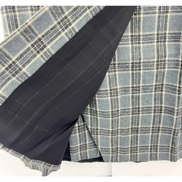Lands End Womens Blanket Wrap Skirt Size 16 Gray Plaid