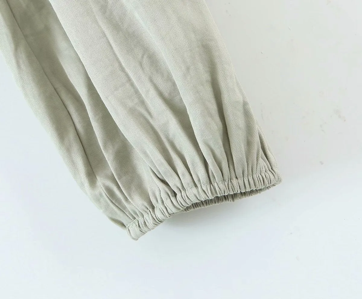 Lantern Sleeve V-neck Ruffled Shirts Blouses
