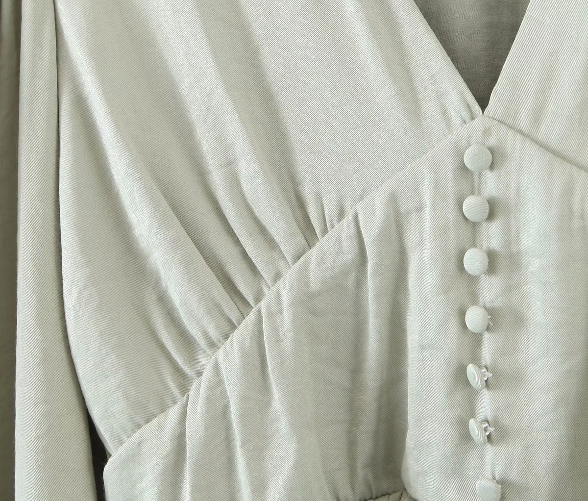Lantern Sleeve V-neck Ruffled Shirts Blouses