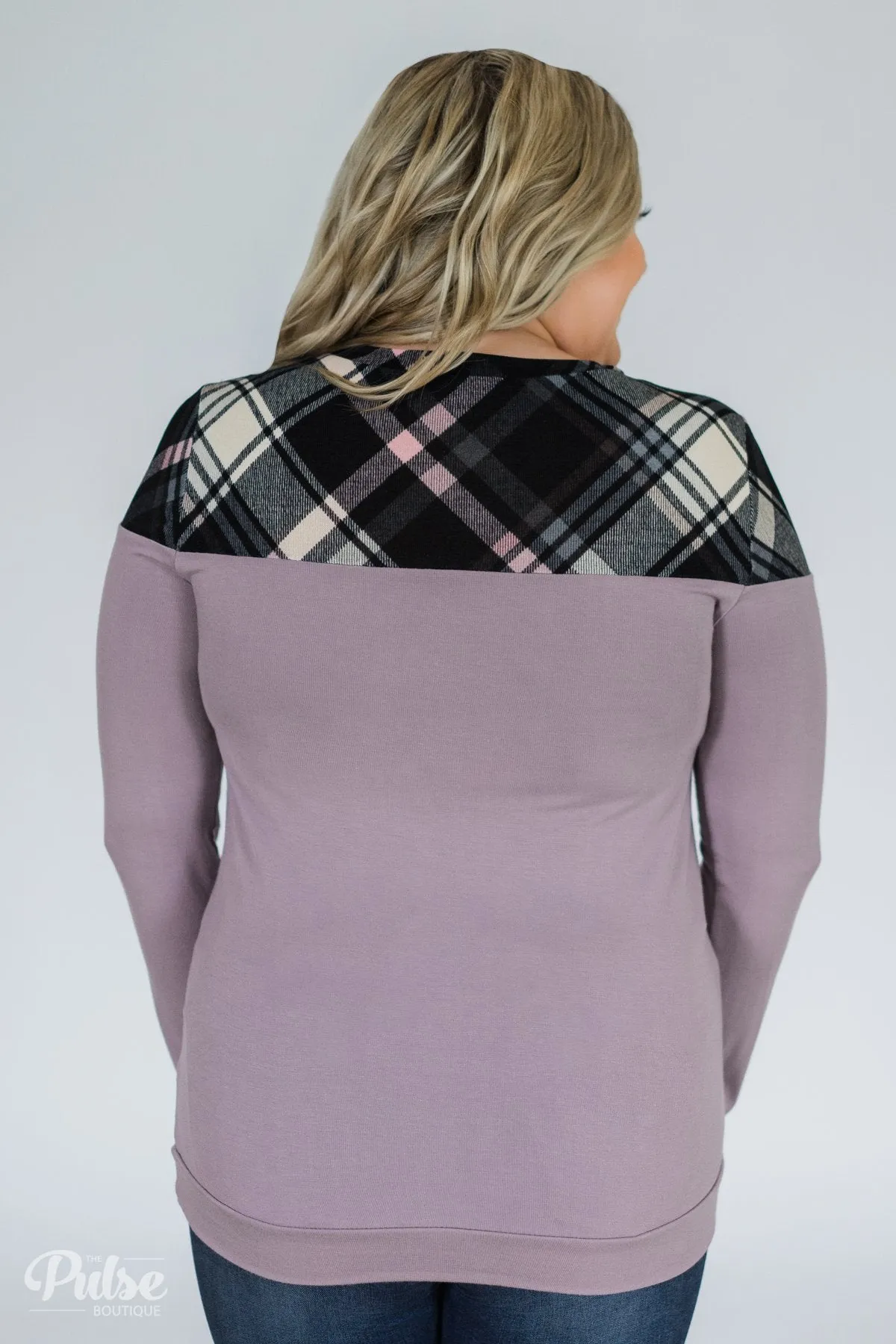 Lavender & Plaid Long Sleeve Top