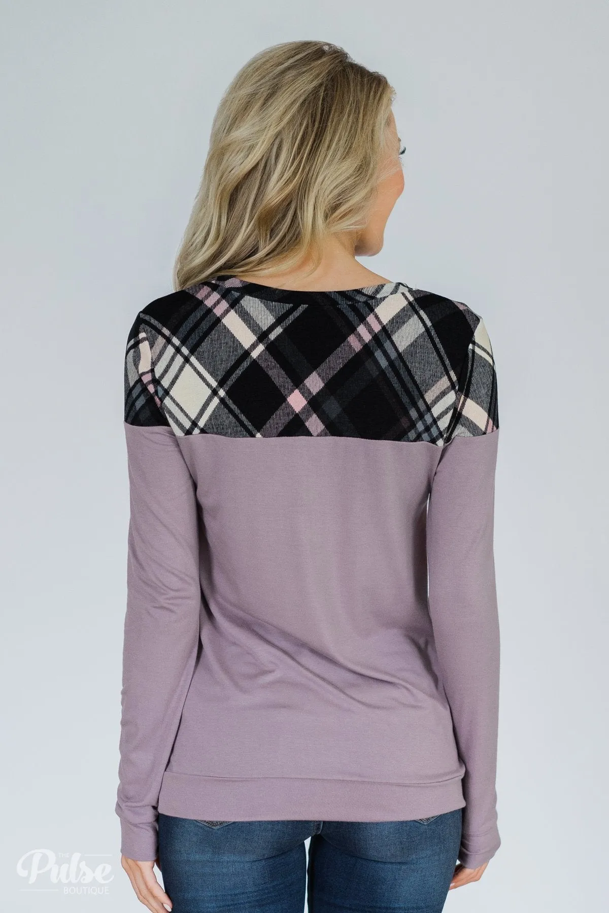 Lavender & Plaid Long Sleeve Top