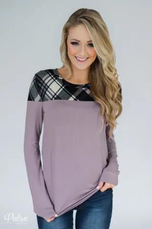 Lavender & Plaid Long Sleeve Top