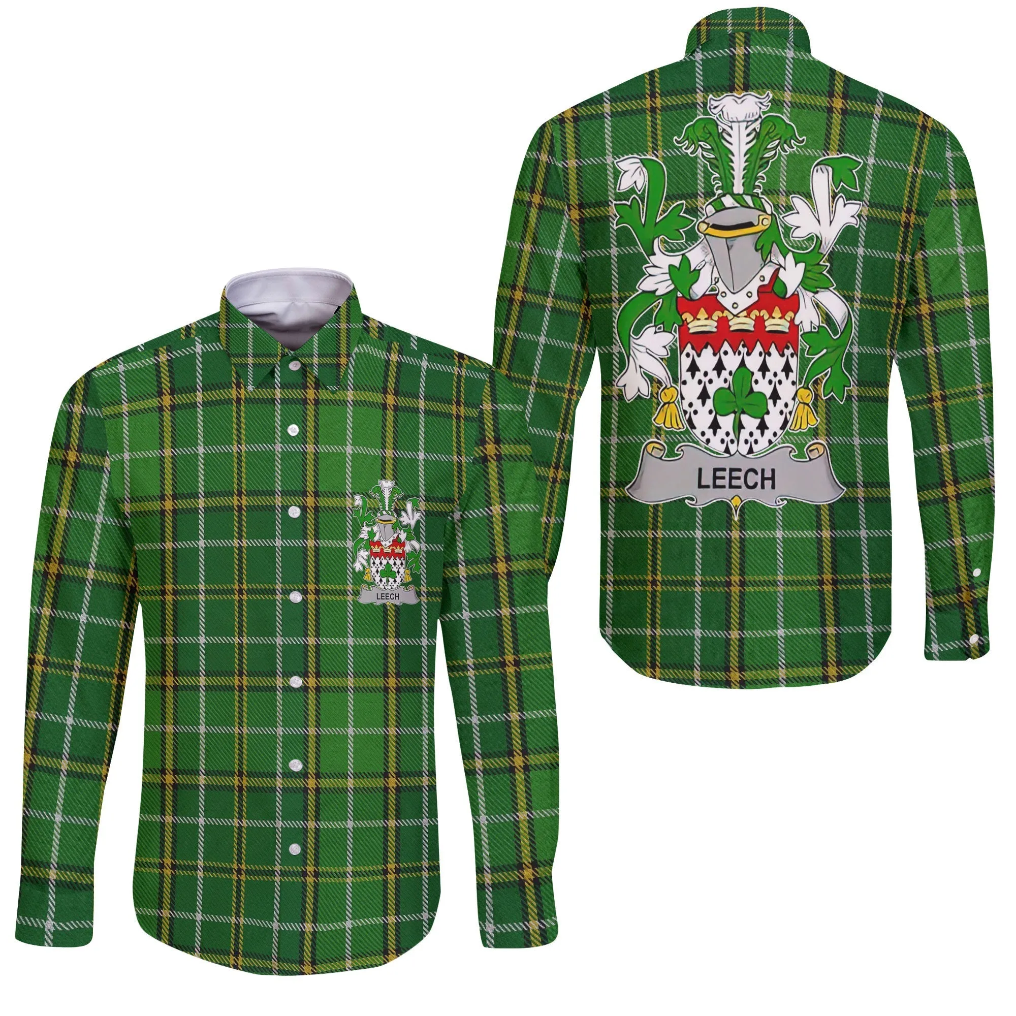 Leech Long Sleeve Button Shirts Crest And National Plaid Style