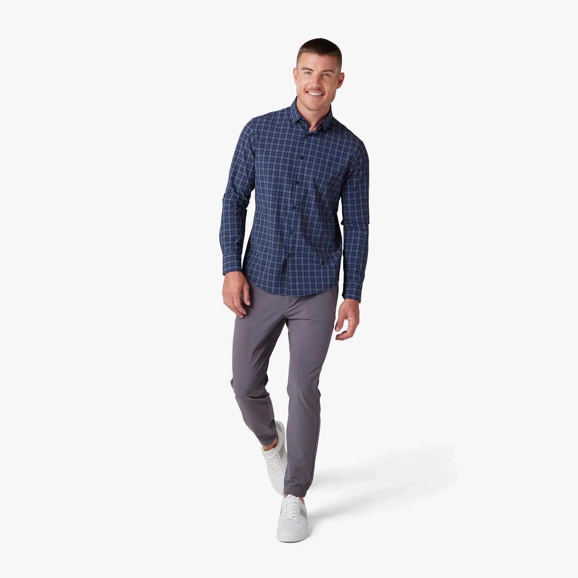 Leeward  Dress Shirt - Navy Dallas Plaid
