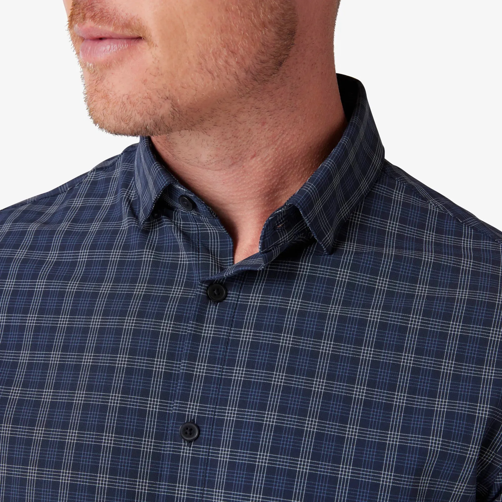 Leeward  Dress Shirt - Navy Dallas Plaid
