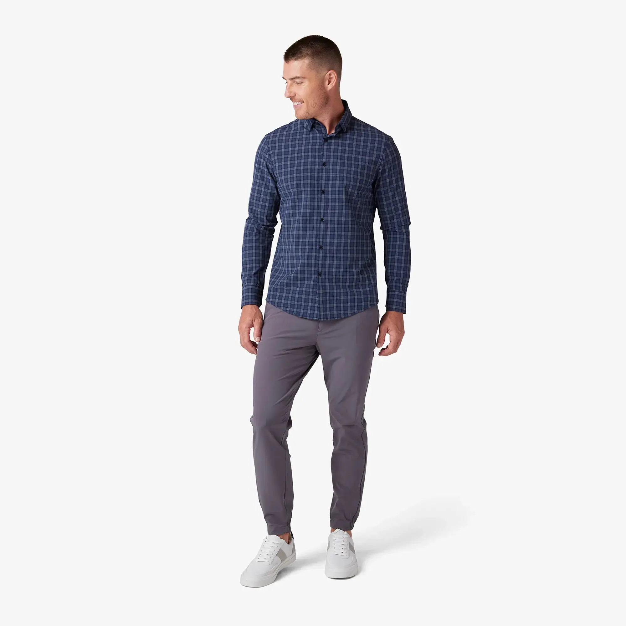 Leeward  Dress Shirt - Navy Dallas Plaid
