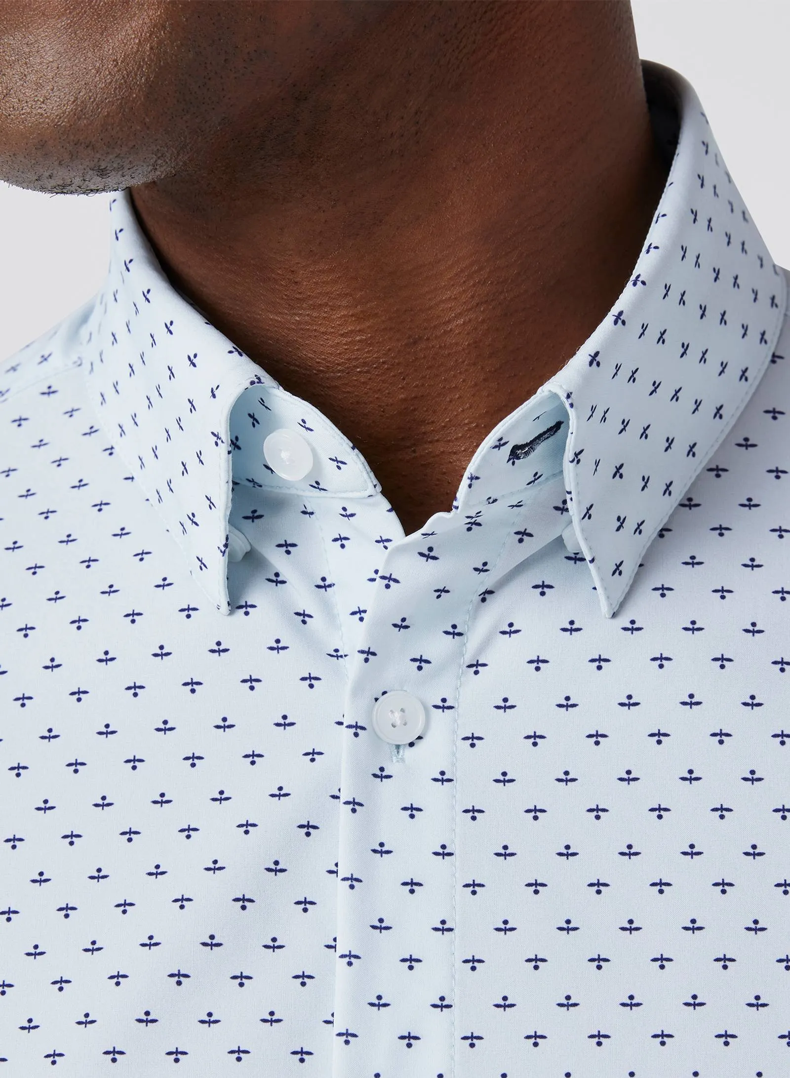 Leeward  Dress Shirt - Sky Dotted Leaf