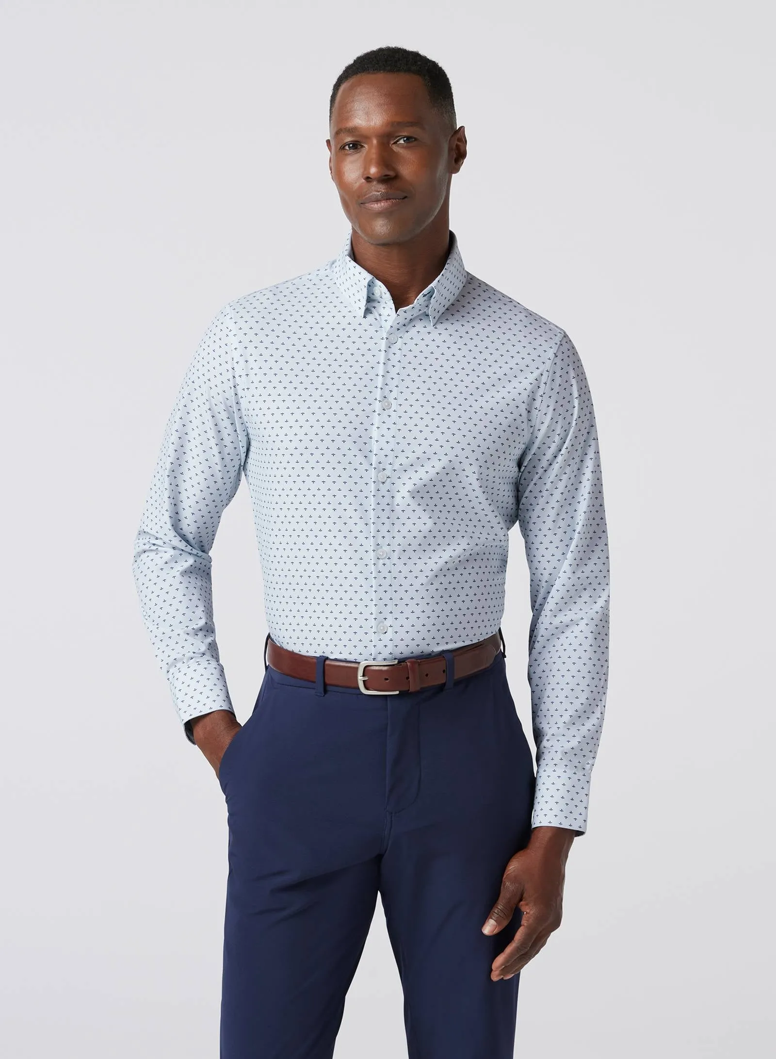 Leeward  Dress Shirt - Sky Dotted Leaf