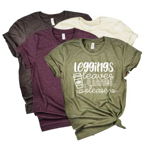 Leggings Leaves And Lattes Please Shirt | Fall Shirt | Unisex Crew