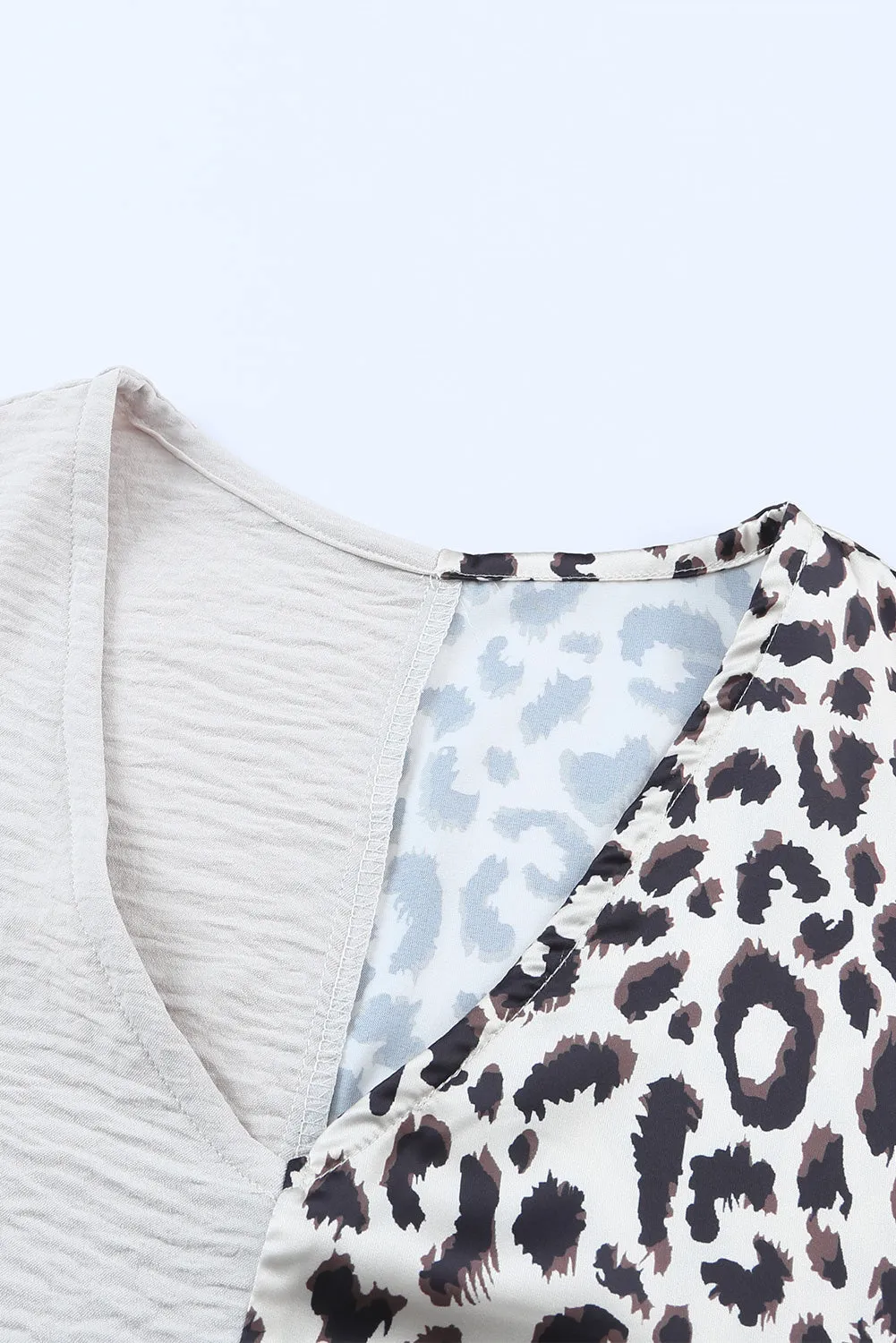 Lenna Leopard Color Block V-Neck Blouse