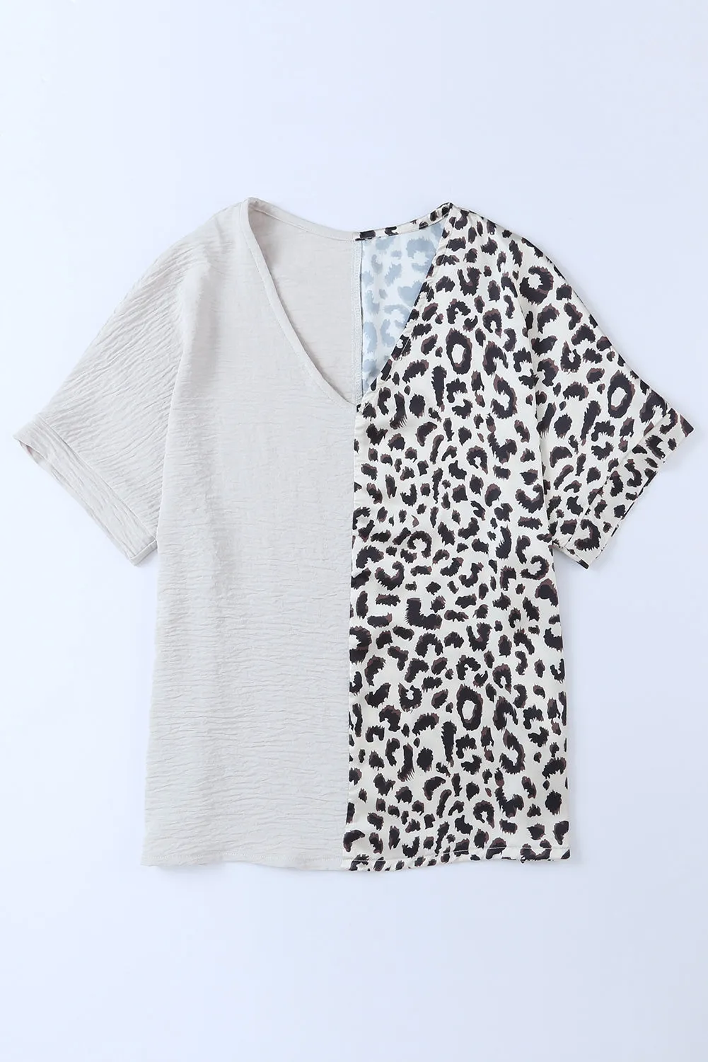 Lenna Leopard Color Block V-Neck Blouse