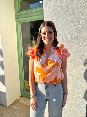 Lenora Floral Split Neck Blouse