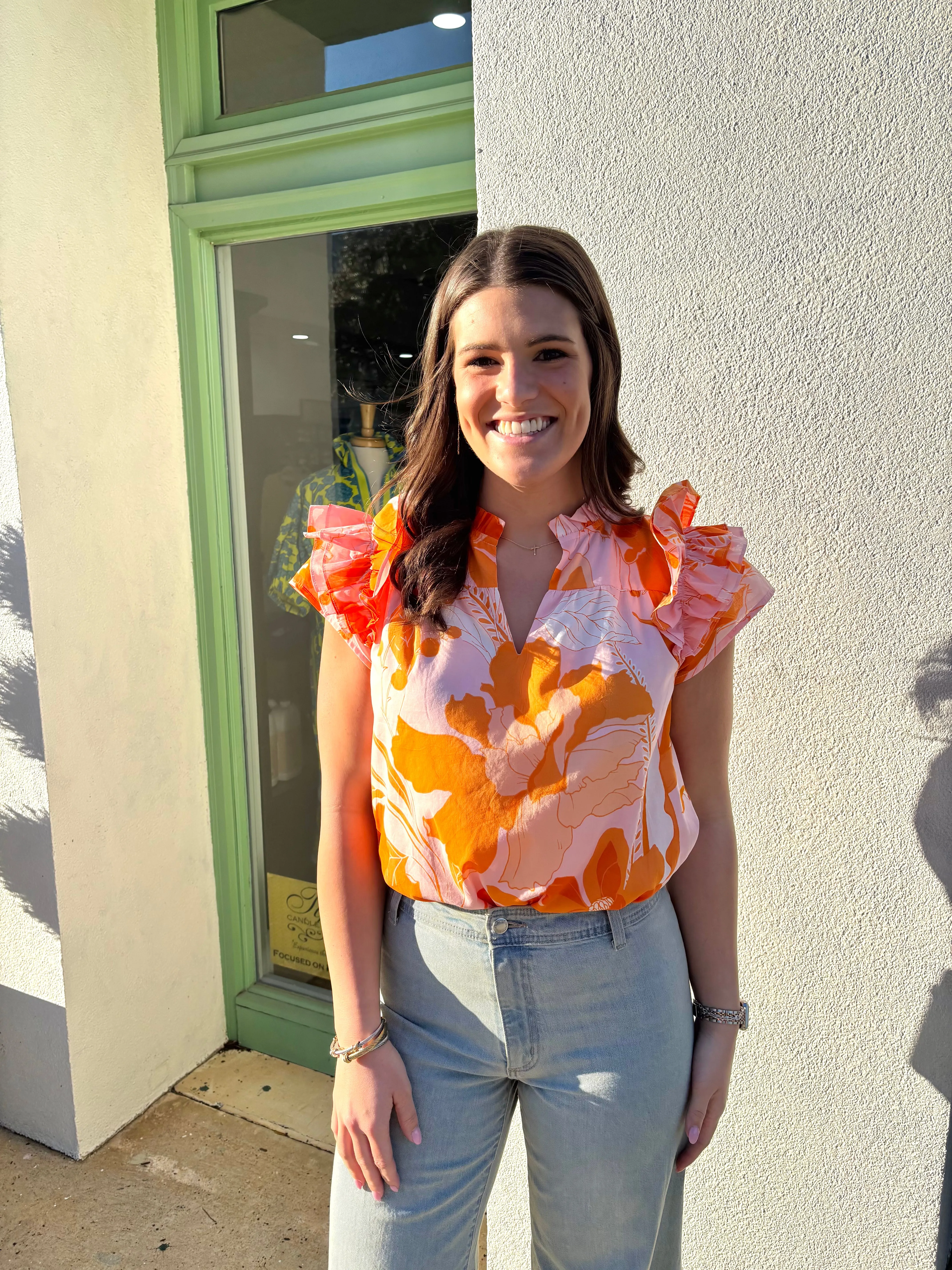 Lenora Floral Split Neck Blouse