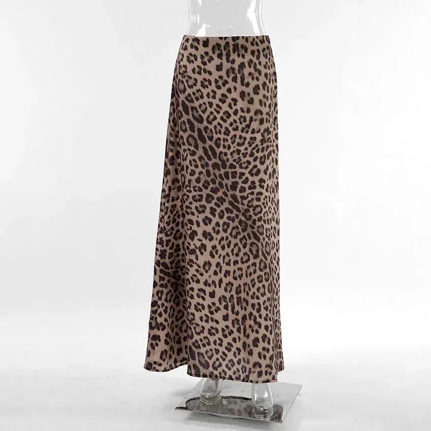 Leopard Long Skirt Fashion Mermaid Skirt Womens Clothing