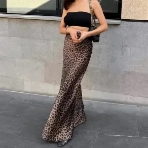 Leopard Long Skirt Fashion Mermaid Skirt Womens Clothing