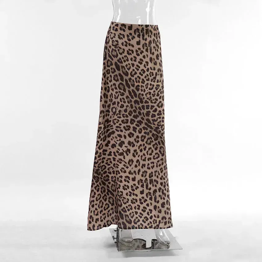 Leopard Long Skirt Fashion Mermaid Skirt Womens Clothing