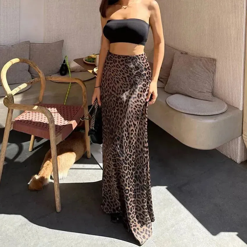 Leopard Long Skirt Fashion Mermaid Skirt Womens Clothing