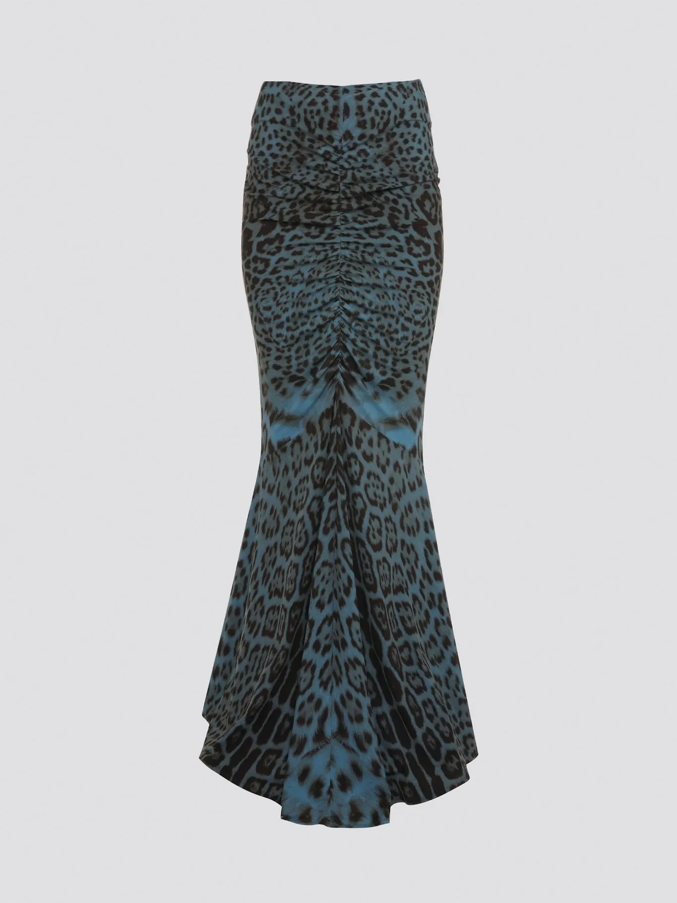 Leopard Print Ruched Maxi Skirt