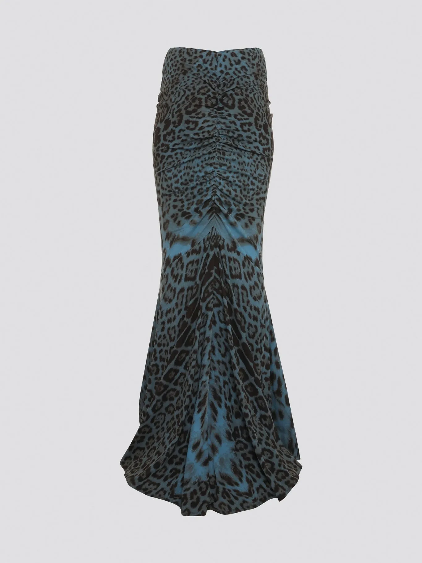 Leopard Print Ruched Maxi Skirt