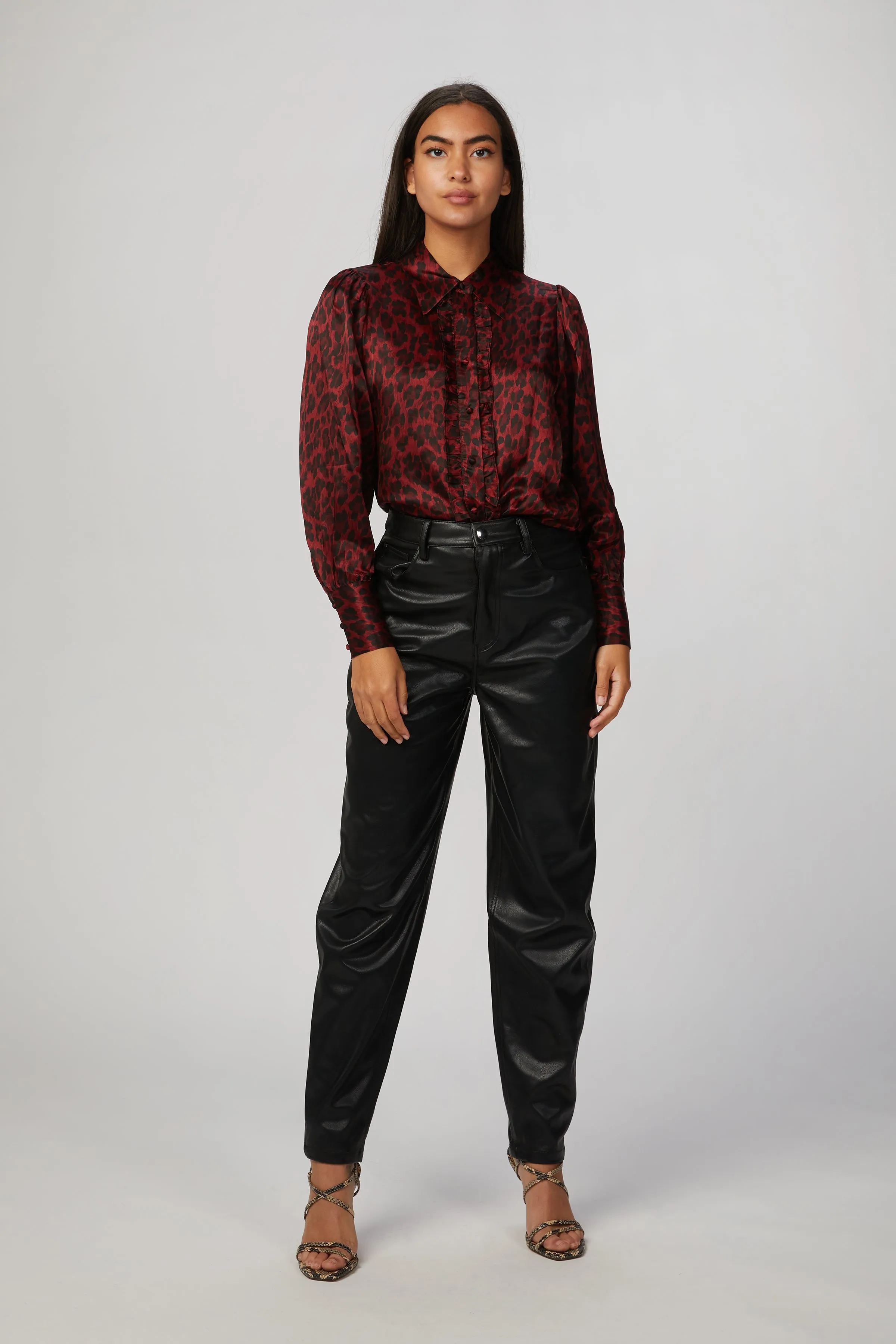 LEOPARD-PRINT SATIN BLOUSE