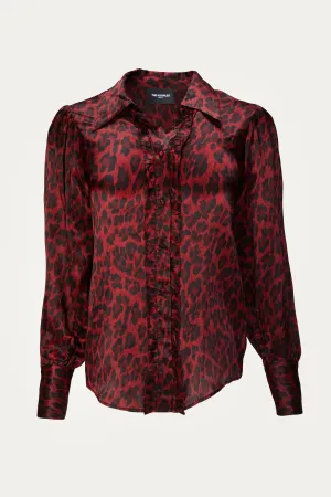 LEOPARD-PRINT SATIN BLOUSE