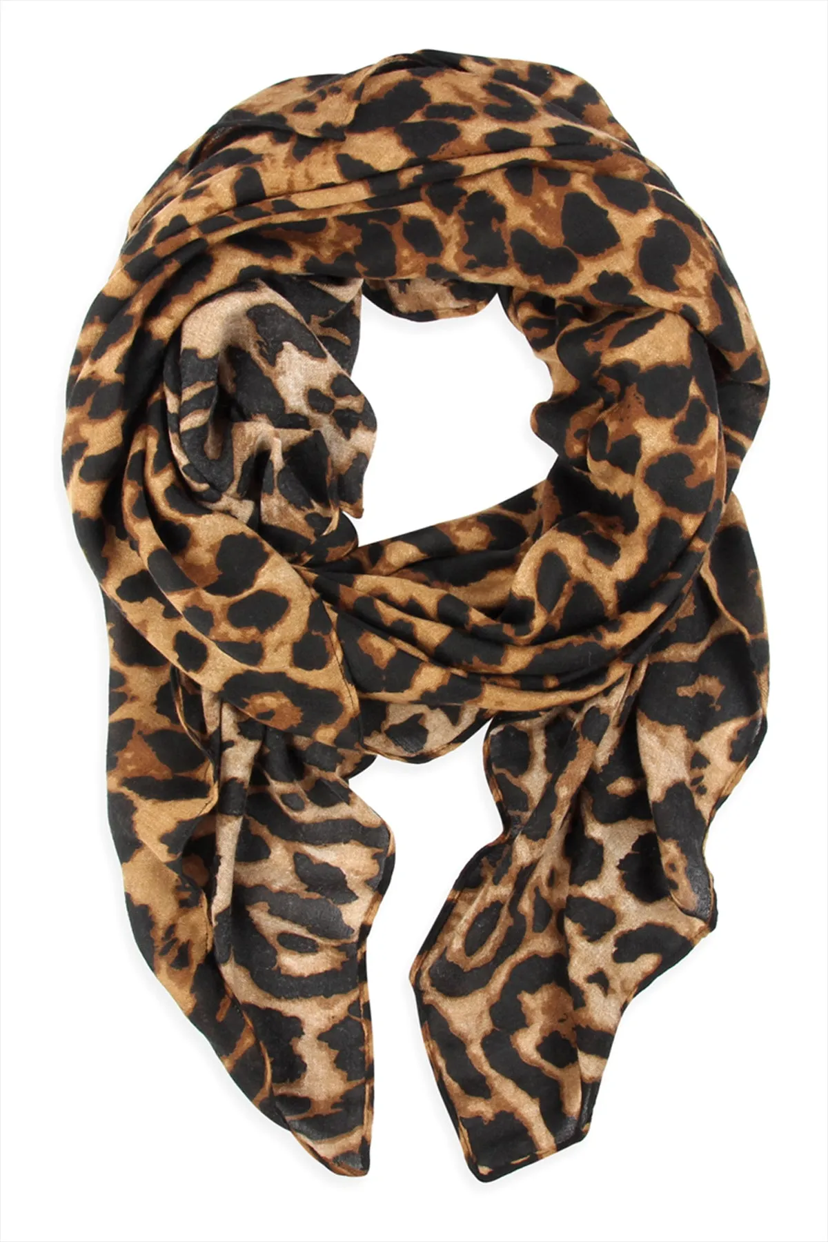 LEOPARD PRINTED SCARF-BROWN/1PC