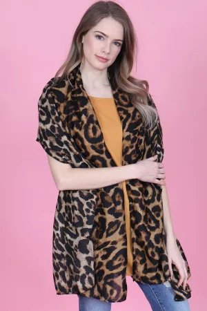 LEOPARD PRINTED SCARF-BROWN/1PC