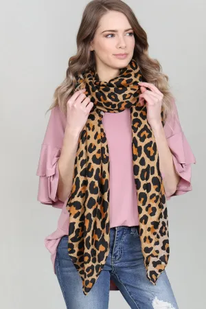 LEOPARD PRINTED SCARF-LIGHT BROWN/1PC