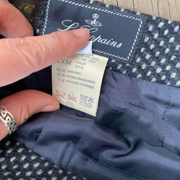 Les Copains Blue Gray Plaid Checked Wool Skirt Size EU 44 / US Large, MSRP $338