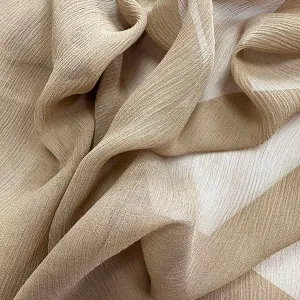 Light Brown Woven Crinkled Silk Chiffon Fabric