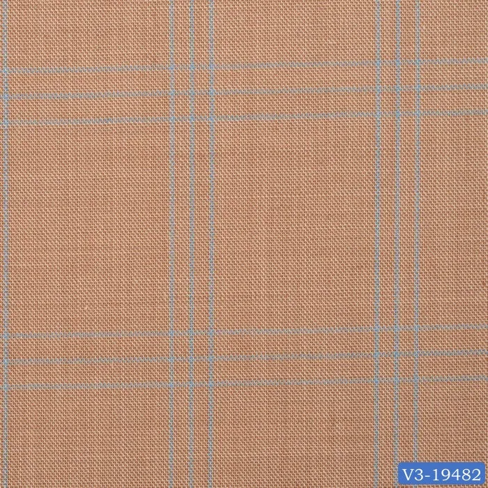 Light Marigold Brown with Blue Plaid Check Pant