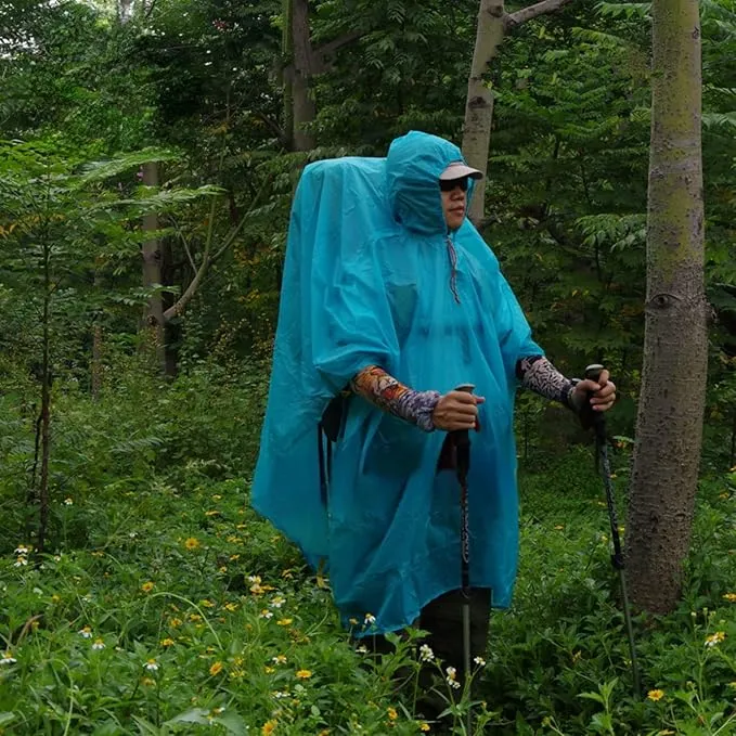 Lightweight Hiking Poncho, Waterproof Backpack Poncho Raincoat for Outdoor Trekking, Camping, Hiking