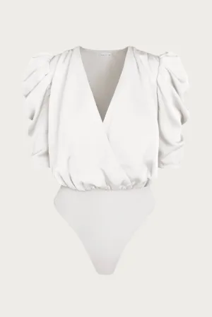 LILA WRAP-EFFECT SATEEN BODYSUIT