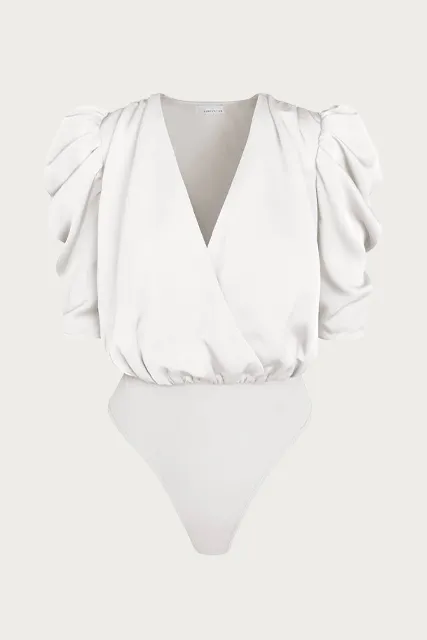 LILA WRAP-EFFECT SATEEN BODYSUIT