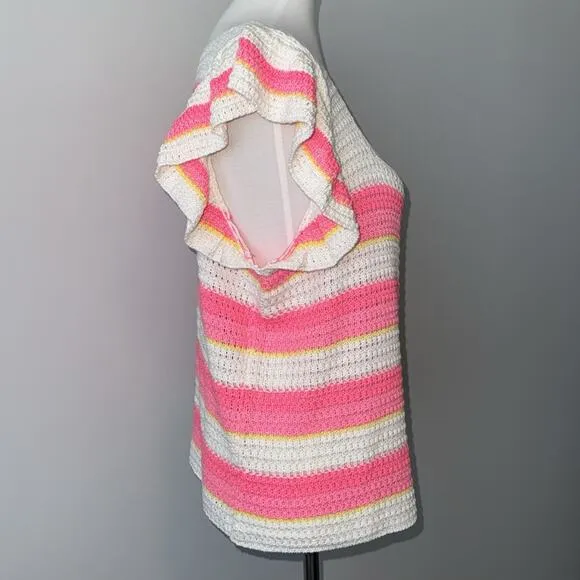 Lilly Pulitzer Pink Shandy Textured Sail Stripe Cordetta Sweater Women’s XL