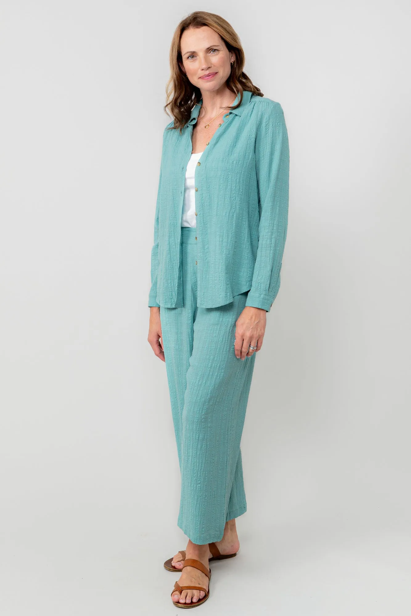 Lily & Me 16 Ocean Savannah Seersucker Check Shirt
