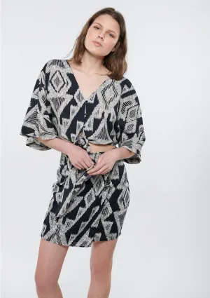 Linen Mix Printed Blouse