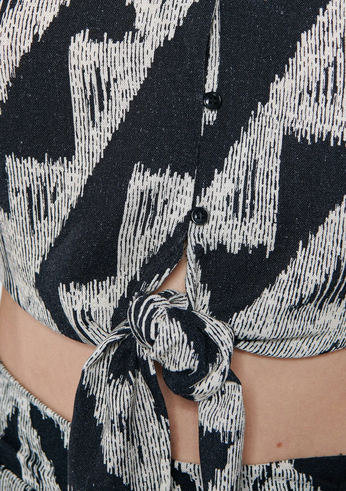 Linen Mix Printed Blouse