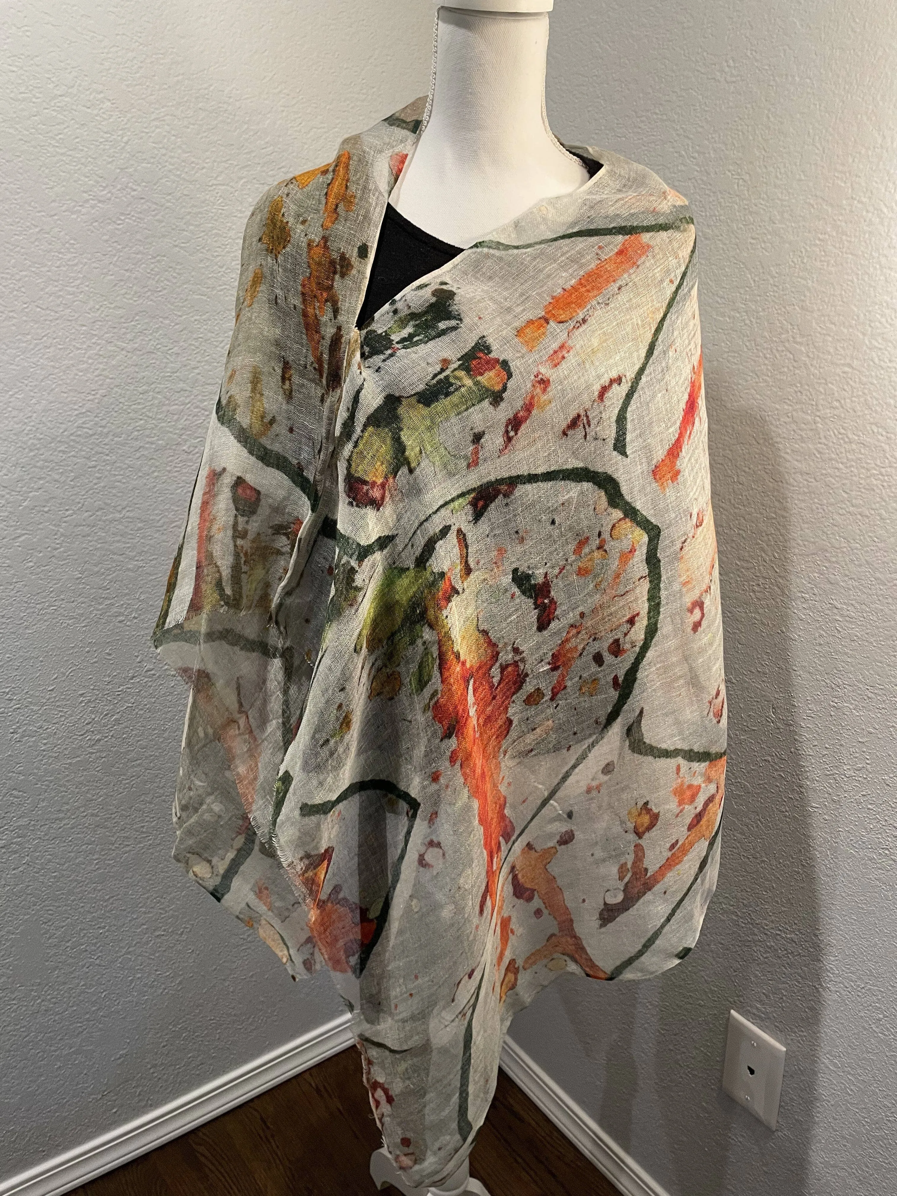 Linen Poncho - Abstract