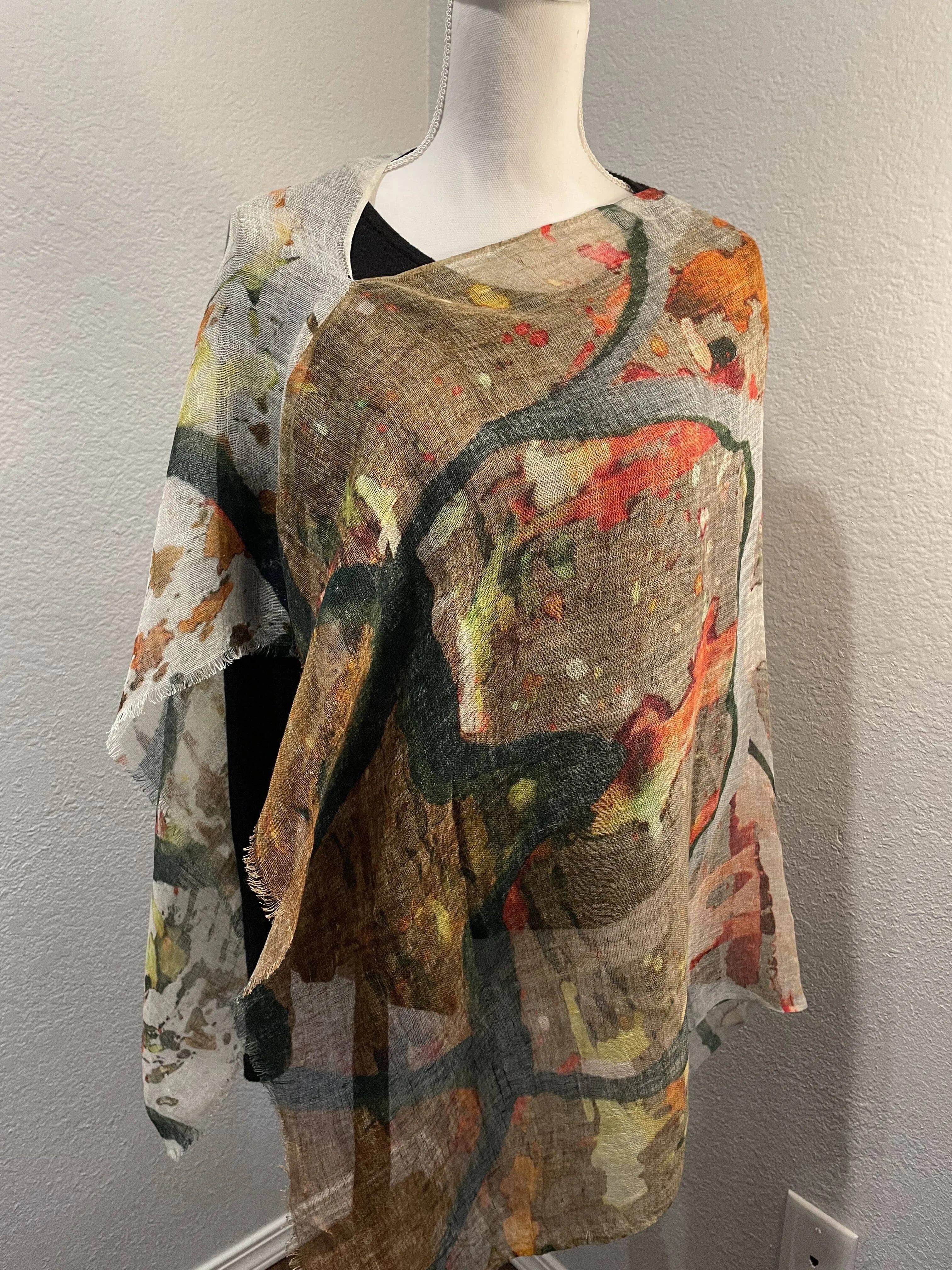 Linen Poncho - Abstract