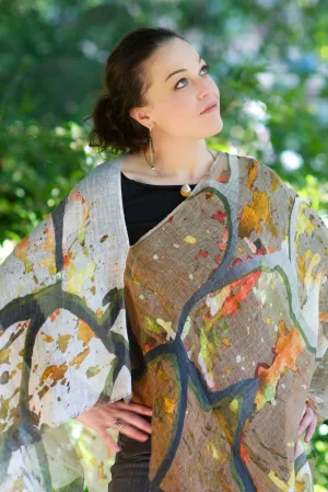 Linen Poncho - Abstract