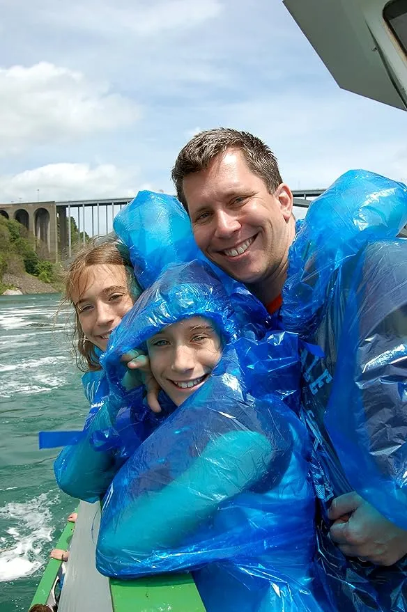 Lingito Rain Ponchos Family Pack - Emergency Drawstring Hood Poncho for Children & Adults Lightweight Reusable or Disposable