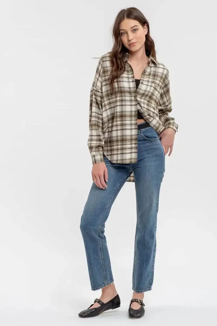 LONG SLEEVE BUTTON DOWN PLAID SHIRT
