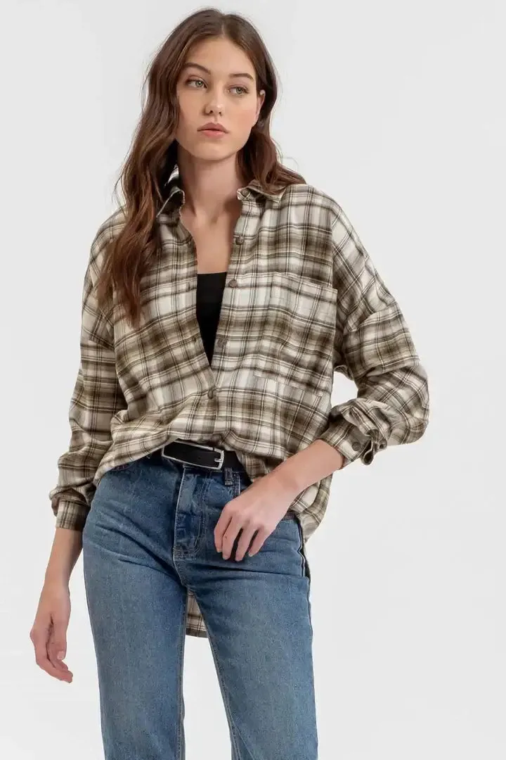 LONG SLEEVE BUTTON DOWN PLAID SHIRT