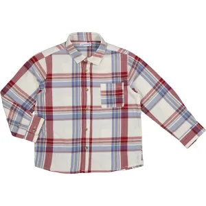 Long Sleeve Plaid Shirt-Wine 4.114
