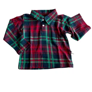 Long Sleeve Polo | Peacock Plaid