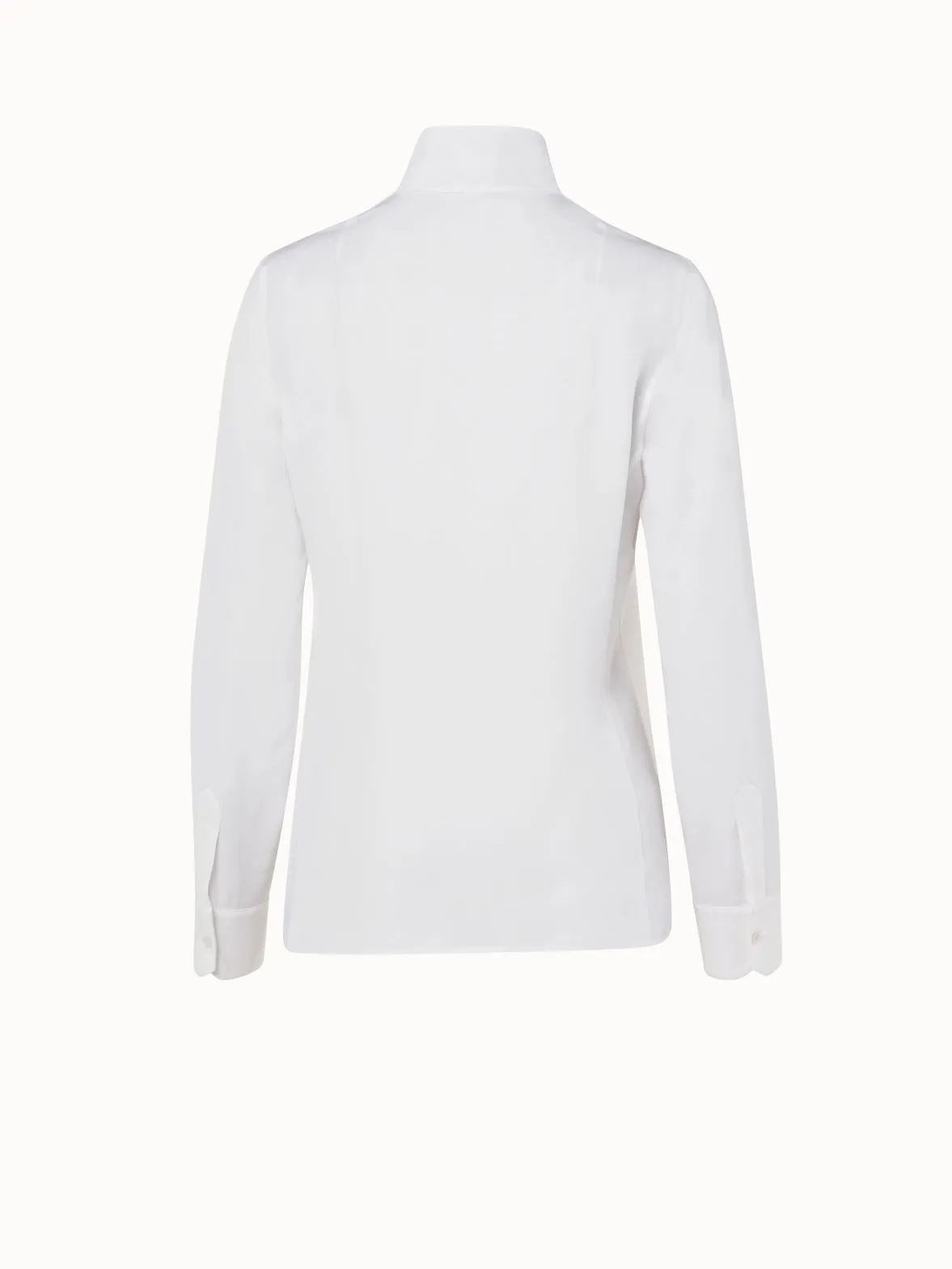Long Sleeve Silk Blouse with Stand-up Collar