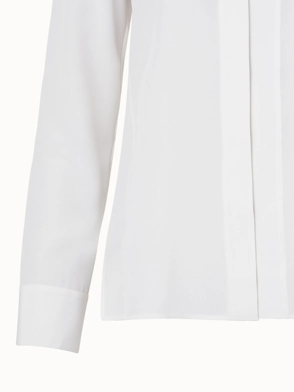 Long Sleeve Silk Blouse with Stand-up Collar
