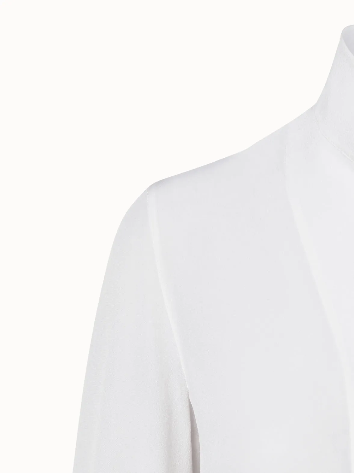Long Sleeve Silk Blouse with Stand-up Collar
